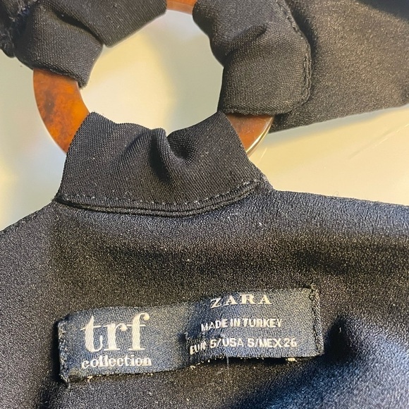 Zara Surplice Wrap Dress Tortoise Shell O-Ring Dress In Black Size Small - Picture 6 of 8